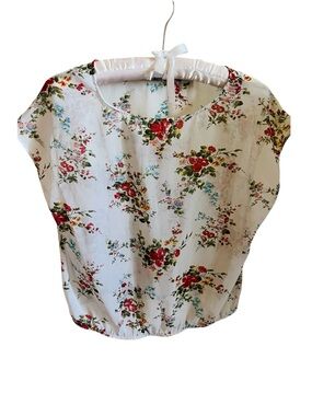 Band of Gypsies White and Red Floral  Open Sleeve Blouse XS